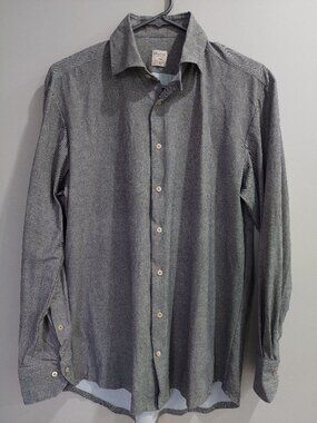 Stenströms Men's Size M Fitted Body Herringbone Brushed Shirt Gray